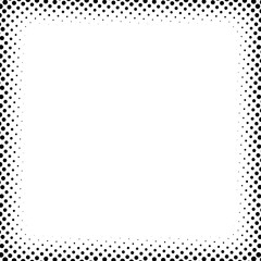 Halftone, screentone square format geometric picture, image frame, border. Blank, empty circles, dotted frame, border with copyspace