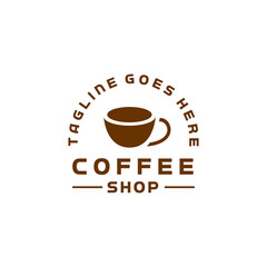 coffee mug logo design vector with vintage and classic style for coffee shop and cafe