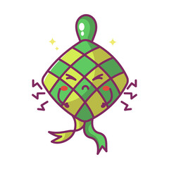 cute mascot ketupats food. vector illustration
