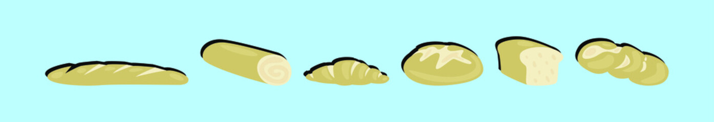 set of bread. cartoon icon design template with various models. vector illustration isolated on blue background