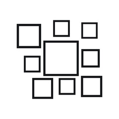 Templates collage eight frames photos parts, Vector poster frame mockup. Eight photos. Board and branding presentation.