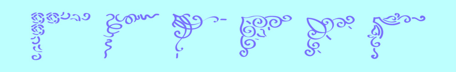 set of page border cartoon design template with various models. vector illustration isolated on blue background