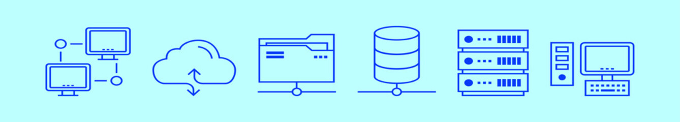 set of clouds computing cartoon design template with various models. vector illustration isolated on background