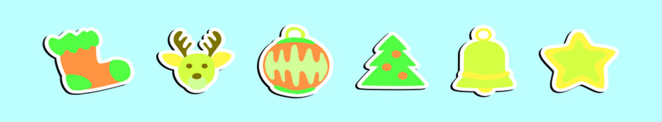 set of christmas cartoon icon design template with various models. vector illustration isolated on blue background