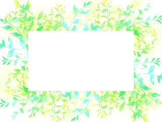 水彩風グリーンのイラストフレーム