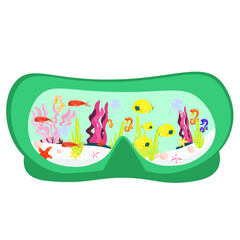 Underwater world in a diving mask.