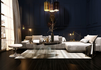 3D RENDER OF DARK ROOM 2