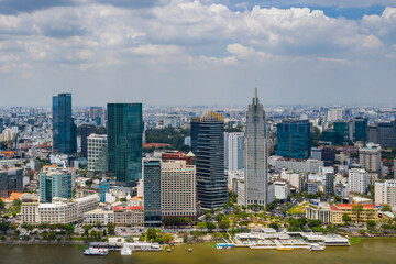 Ho Chi Minh city - Saigon aerial cityscape view in morning