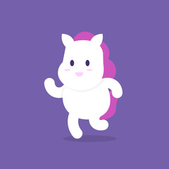 the expression of a happy and dancing pony. white horse that is funny, cute, and adorable. animal characters. flat style. vector design. can be used for stickers