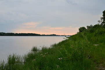 Fototapeta na wymiar Evening on the banks of the Irtysh, Omsk Region, Siberia, Russia