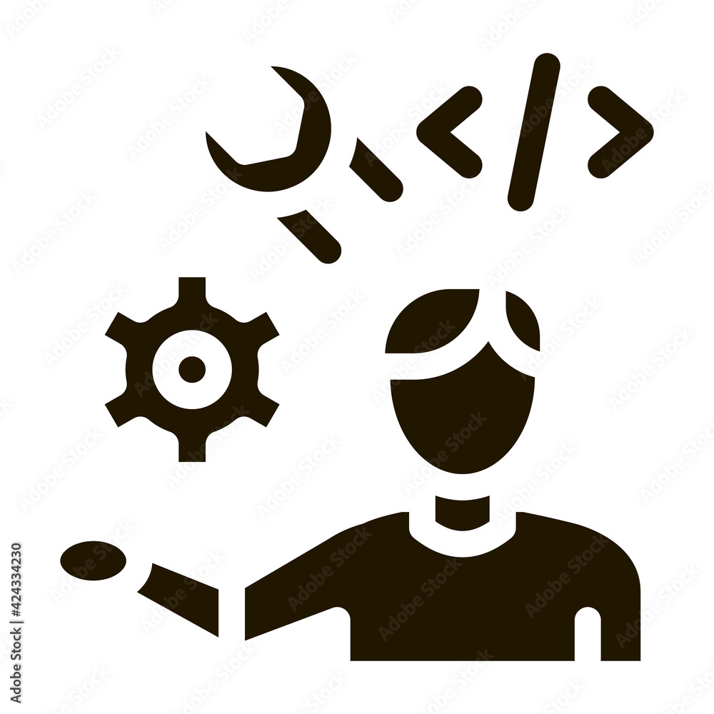 Poster front end developer glyph icon vector. front end developer sign. isolated symbol illustration
