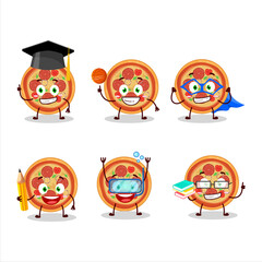 School student of beef pizza cartoon character with various expressions
