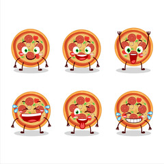 Cartoon character of beef pizza with smile expression