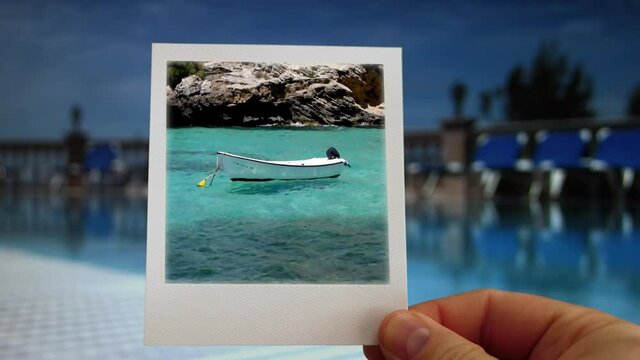 Animated instant photo as a concept for seaside vacation