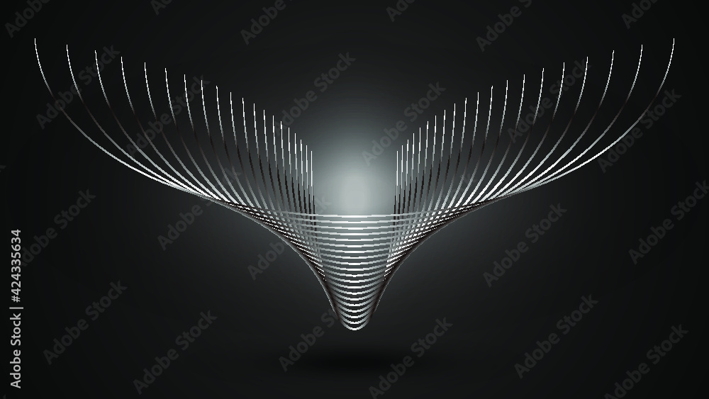 Poster gradient black and white stripe as an abstract graph with spread wings vector background