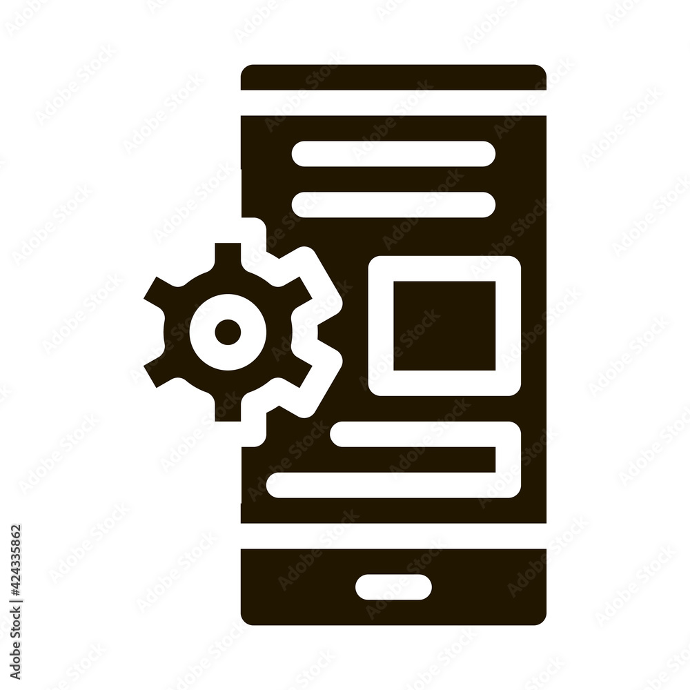 Poster web site adaptive for phone glyph icon vector. web site adaptive for phone sign. isolated symbol ill