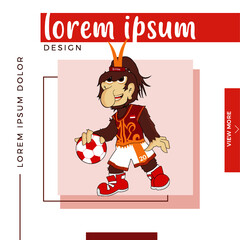 bekantan mascot ilustration with mockup feeds