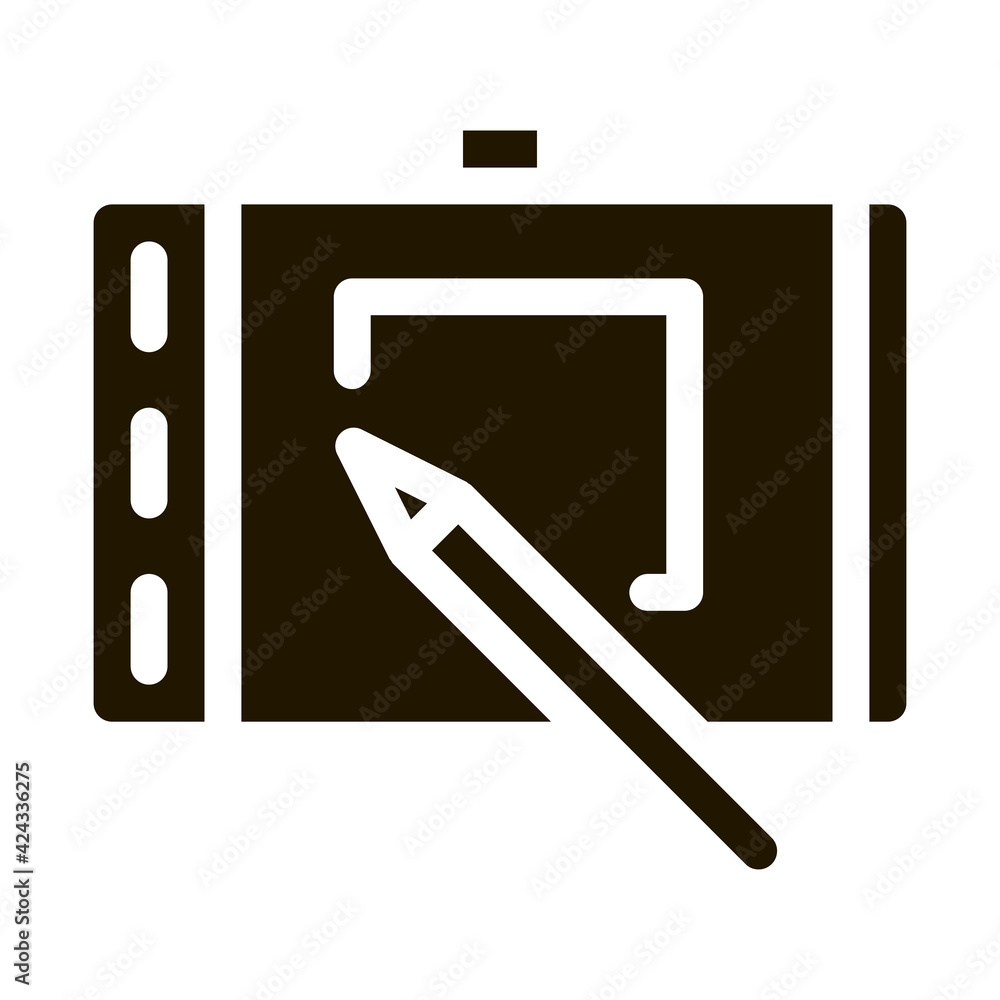 Aufkleber web site design on tablet glyph icon vector. web site design on tablet sign. isolated symbol illustr