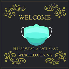 Please wear a face mask. door sign, banner, blog