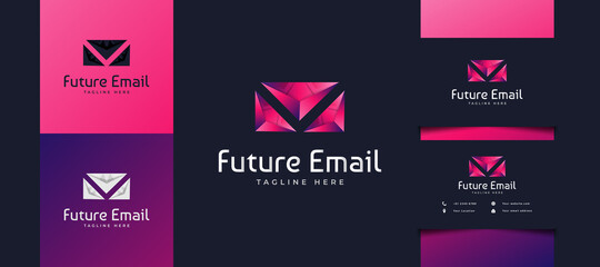 Modern Colorful Mail Logo Design with Futuristic Concept, Usable for Business or Technology Logos. Envelope Logo Template