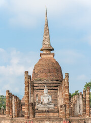 Obraz premium Panorama, Viewpoint Historic temple of Sukhothai, Thailand. 