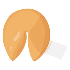 Vector illustration of fortune cookie. Isolated on white background. Food, dessert, good fortune theme.
