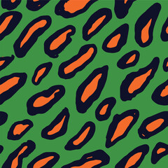 Seamless Leopard Pattern. Colorful Animal Skin Print. Spotted animal illustration. Vector Jungle Design.