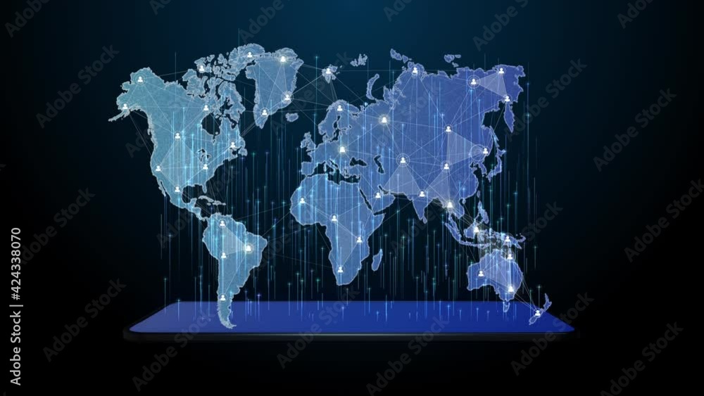 Poster technology network connect, smartphone communication global network, 5g high-speed internet connecti