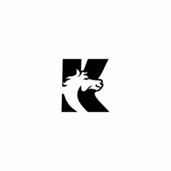 Horse and letter k Logo Template Vector icon illustration design
