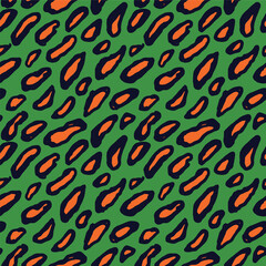 Seamless Leopard Pattern. Colorful Animal Skin Print. Spotted animal illustration. Vector Jungle Design.