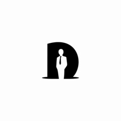 letter d and business man vector logo illustration