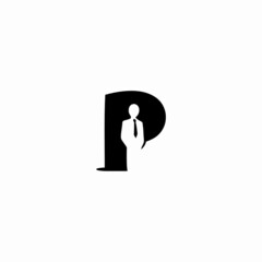 letter p and business man vector logo illustration