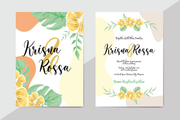 Wedding Invitation Card with Watercolor Floral
