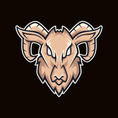 Goat head mascot gaming logo illustration
