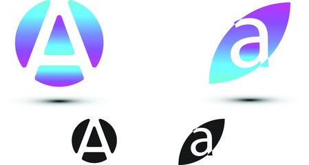 A letter logo with two styles and gradient colors