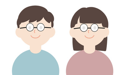 曇った眼鏡をかける男女