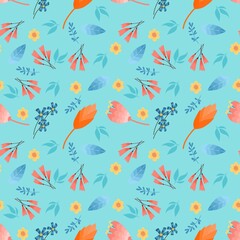 Cute pattern in small flower. Small colorful flowers. Blue background. Ditsy floral background. The elegant the template for fashion prints.