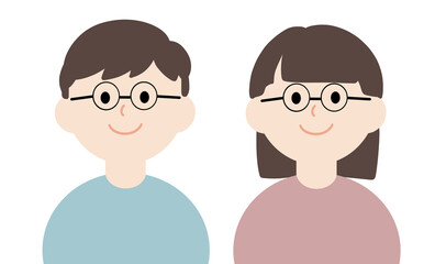 眼鏡をかけた男女