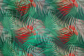 Fototapeta na wymiar Seamless tropical palm leaves pattern