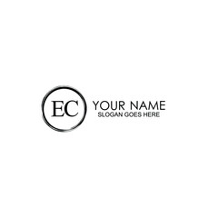 EC Initials handwritten minimalistic logo template vector
