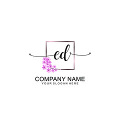 ED Initials handwritten minimalistic logo template vector