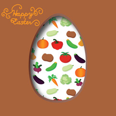 Happy Easter greeting card. 3d paper cut easter egg concept design background. Vector illustration. 