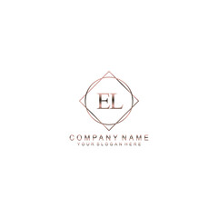 EL Initials handwritten minimalistic logo template vector