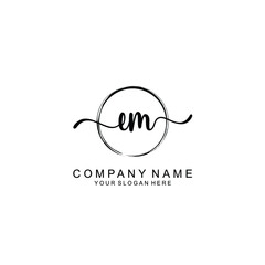 EM Initials handwritten minimalistic logo template vector