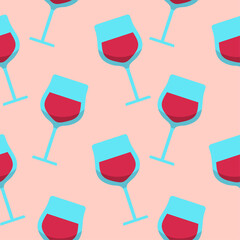 wine glass seamless pattern flat design vector illustration