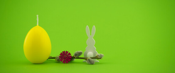 Minimalistic style Easter banner with yellow egg