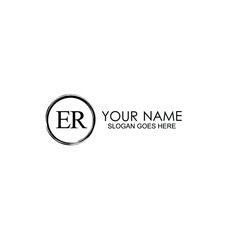 ER Initials handwritten minimalistic logo template vector