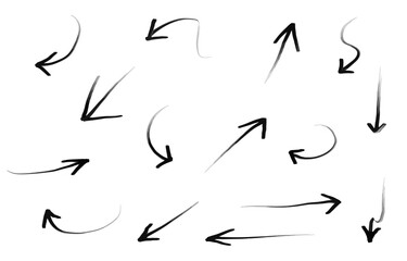 hand drawn Arrows icons Set. arrow icon with various directions. Doodle vector illustration. isolated on a white background.