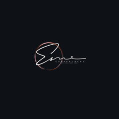 ES Initials handwritten minimalistic logo template vector