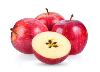 Red apple on white background